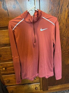 Nike Rust Red Quarter-Zip Training Top with White Swoosh